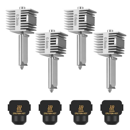A1/A1 Mini/A2L Quick-Swap Hotend Hardened Steel Nozzle-(0.2+0.4+0.6+0.8mm) - size: 4PCS 0.2+0.4+0.6+0.8MM Hardened Steel Nozzle