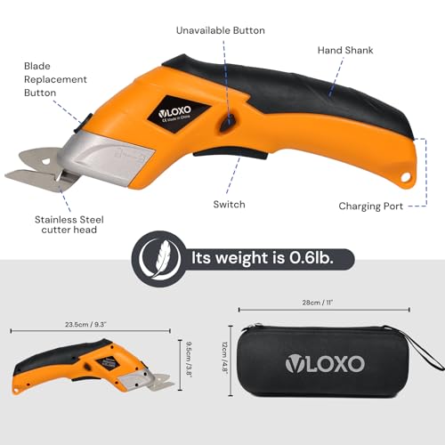 VLOXO Electric Scissors 10000RPM Electric Box Cutter for Cardboard - color: Yellow