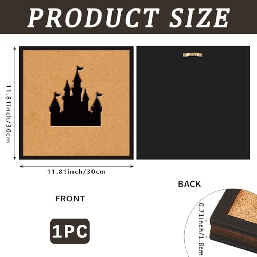CRASPIRE Castle Pin Board 11.8x11.8In Thick Cork Board Square Wall Mounted Framed Bulletin Display Badge Wooden Decorative Corkboard Memory Memo Brooch Lapel Storage Jewelry for Home Classroom Wedding - style: Square Castle