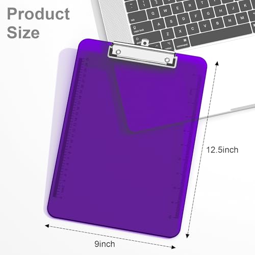 Piasoenc Plastic Clipboards, 8.5 x 11 Clip Board with Ruler,Purple - color: Purple