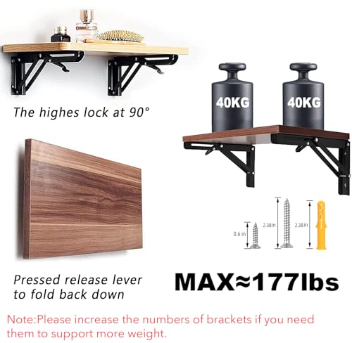 Folding Shelf Brackets - 16 Inch 2 Pcs Heavy Duty Stainless Steel Collapsible Triangle Shelf Bracket, DIY Wall Mounted Folding Table Hinge, Space Saving for Bench Table with Screws - size: 16 Inch- 2 Packs