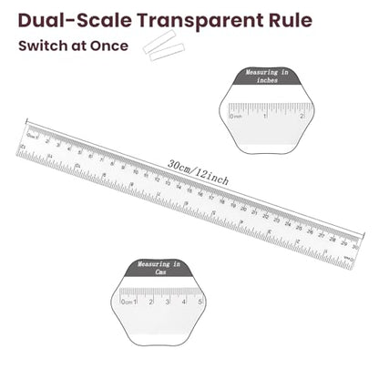 ZUFECY 8-Pack Clear Acrylic Ruler, 12 Inches Flexible Clear Ruler, Inches and Metric Scale Measuring Tool