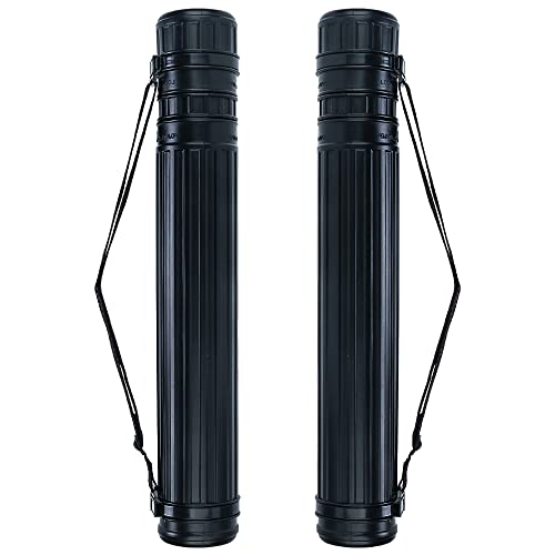 TRANSON 2-Pack Small Poster Tube Storage 17“ to 27” Extendable for Documents Blueprints Artworks Scrolls - color: 2 Pack-Black