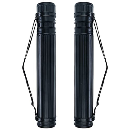 TRANSON 2-Pack Small Poster Tube Storage 17“ to 27” Extendable for Documents Blueprints Artworks Scrolls - color: 2 Pack-Black