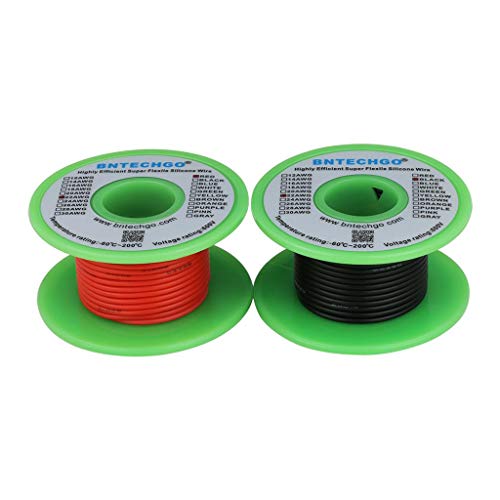 BNTECHGO 22 Gauge Silicone Wire Spool red 50ft and Black 50ft Flexible 22 AWG Stranded Tinned Copper Wire - size: 22 Gauge, 50ft per color