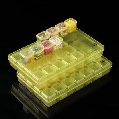 Mr. Pen- Bead Storage Containers, 28 Grids, 2 Pack, Transparent Yellow - color: Transparent Yellow, size: 2 Pack-56 Pcs(6.8"x4.4"x1")
