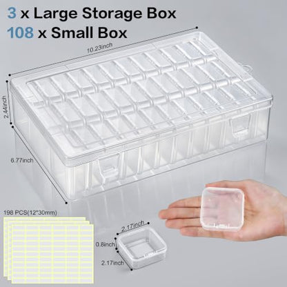 Bead Organizer Box, 108-Pcs Mini Clear Bead Storage with Lid,3 Pack - color: 3 Pack
