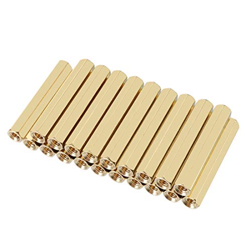uxcell 20pcs Brass Straight PCB Pillar Female Thread Hex Standoff Spacer M3x5x35mm