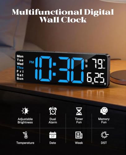 Digital Clock Large Display, 13" Large Wall Clock for Classroom - color: Blue, size: 13 Inch