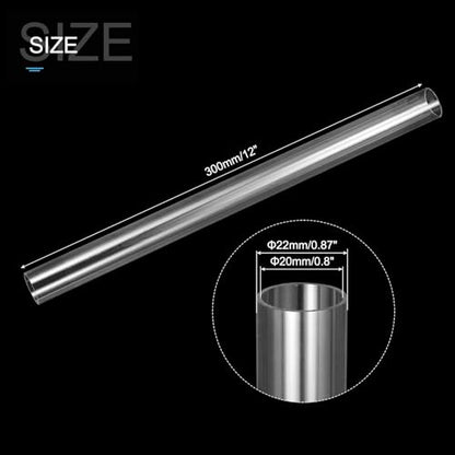 MECCANIXITY Clear Storage Tube 20x22mm Small Plastic Round Tubing with Caps Rigid Bottle Container 300mm/12 Inch for Item Stored - size: 20x22x300mm