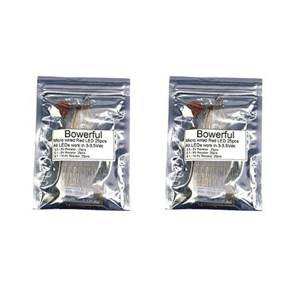 50pcs Pre-soldered Micro Litz Wired Leads Red SMD Led 0603 + Muti-Resistor NEW - color: (4)Red, size: 50pcs