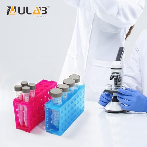 ULAB Plastic Multipurpose 3-Way Centrifuge Tube Rack Set, 2 Colors Red Blue, PP Material, Suitable for Tubes of Dia.≤30mm, UTR1017 - style: 3-Way Centrifuge Tube Rack, Red & Blue