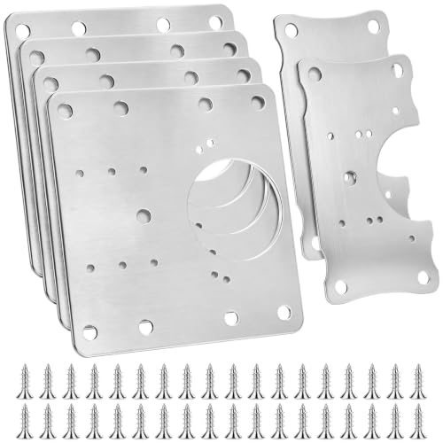 6Pcs Cabinet Hinge Repair Plate, Stainless Steel Hinges Fixing Plates Kit
