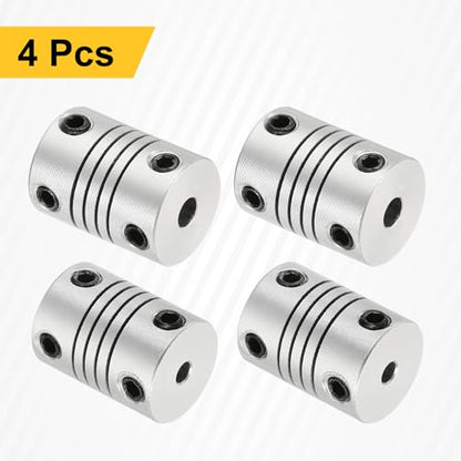 uxcell 4Pcs Flexible Couplings 3mm to 4mm Aluminum Alloy Joint Connector - size: 3mm to 4mm, style: D15 x L20mm