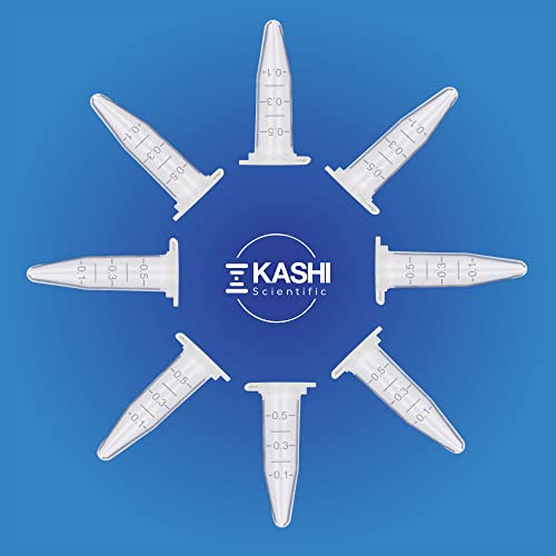 Kashi Scientific 0.5mL Clear Snap Cap Microcentrifuge Tube with Graduation, Lab Grade Polypropylene Plastic [0.5mL, 1000] - size: 0.5mL
