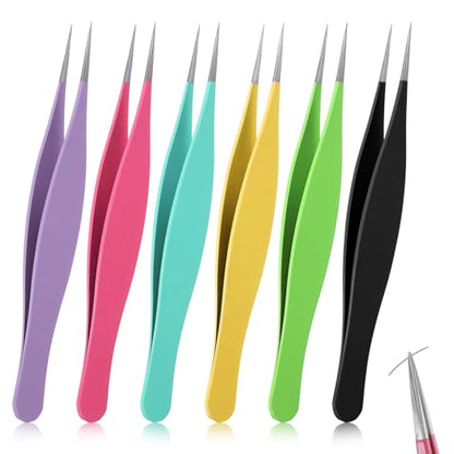 Nogeqi 6 Pcs Pointy Tweezers Pointed Tweezers Needle Nose Precision Fine Point Tweezer Pointed Tip Stainless Steel Ingrown Hair Tweezer For Nose Face Hair Eyebrow Blackhead Remover Women