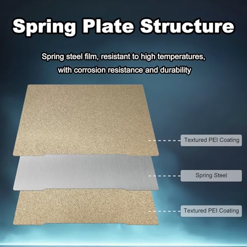 254x241mm Gold PEI Build Plate for Prusa I3 MK3/MK3S/MK3S+/MK2.5S, Double Sided Textured PEI Flexible Spring Steel Platform Heated Printing Bed for Prusa I3 MK3/MK3S/MK3S+/MK2.5S 3D Printer - size: 254x241mm