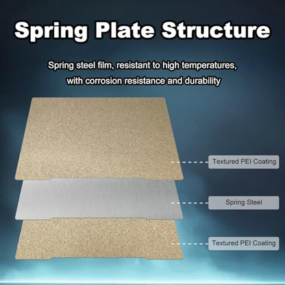 254x241mm Gold PEI Build Plate for Prusa I3 MK3/MK3S/MK3S+/MK2.5S, Double Sided Textured PEI Flexible Spring Steel Platform Heated Printing Bed for Prusa I3 MK3/MK3S/MK3S+/MK2.5S 3D Printer - size: 254x241mm