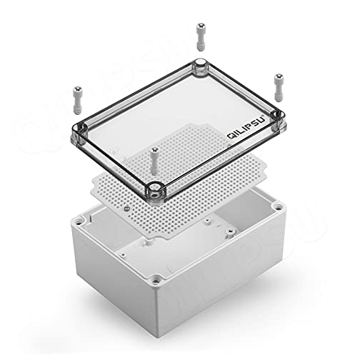 QILIPSU Junction Box with Mounting Plate 200x150x100mm, Clear Cover Plastic DIY Electrical Project Case IP67 Waterproof Dustproof Enclosure (7.9"x5.9"x3.9") - color: Clear Cover, size: 7.9"x5.9"x3.9"