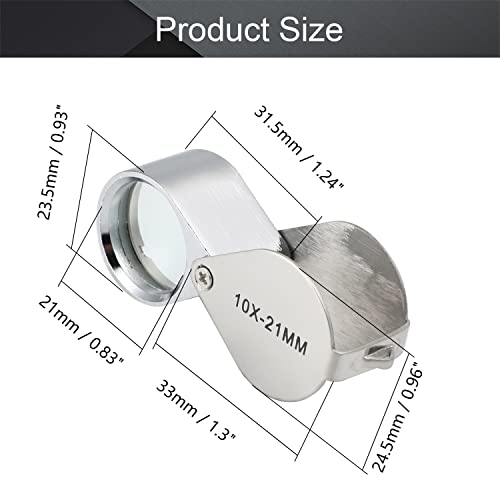 Othmro 1Pcs Magnifier 10X Lens Diameter 21mm Whistle Shape Foldable Jewelry Loupe Magnifying Glass Silver - color: 10 X/21mm