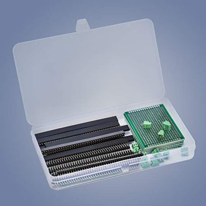 60 Pcs PCB Board Circuits Boards Kit | 28 Double-Sided Prototyping PCBs Circuit Boards | 20 Female/Male Header Connector Pin | 12 PCB Terminal Blocks and A Happy DIY - size: 60PCs