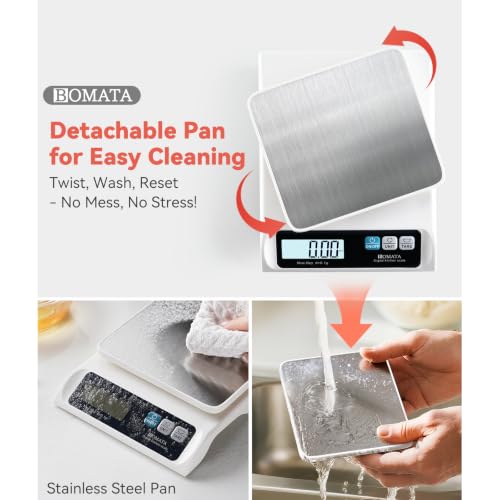 BOMATA 13lb/0.1g Precision Digital Food Scale for Kitchen, Grams and Ounces - color: White Non-rechargeable