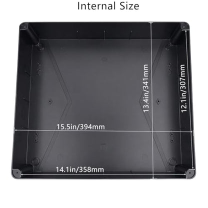 Outdoor Waterproof Box,Junction Box Reserved Holes IP65 ABS Plastic Electrical Boxes Power Cord Enclosure Project Box Black15.7 x 13.8 x 4.7 inch(400x350x120mm) - size: 15.7" x 13.8" x 4.7"