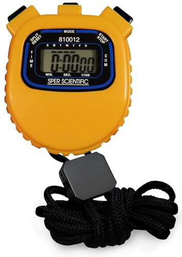 Sper Scientific Water Resistant Stopwatch 810012 - Digital Timer with Split Interval Function, 12/24 Hour Alarm Clock & Calendar for Sports, Labs, Fitness, and More - size: 1 Pack
