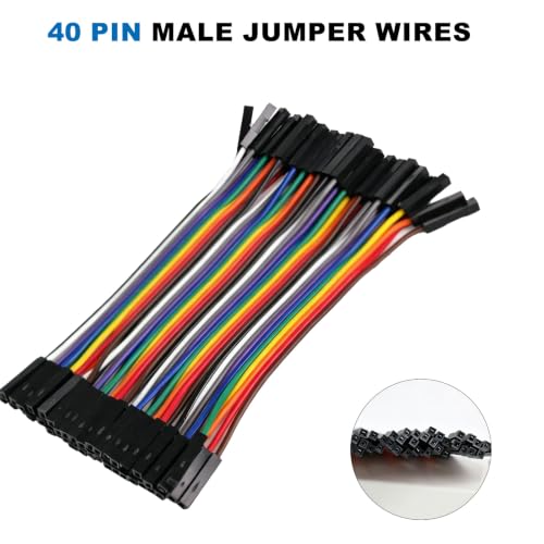 40pcs 10cm Female to Female Dupont Jumper Wire, 40Pin Pin Header Connector Cable Kit 2.54mm Rainbow Ribbon F-F for Arduino Raspberry Pi Board to Board Electronics Prototyping - size: 10cm 40PCS F-F