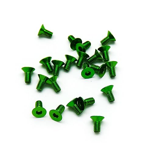 20pcs M3 Countersunk Screws 6063 Aluminum Hex Socket (Anodized Colors) (6mm / 10mm / 16mm / 20mm) (M3x6mm, Green) - color: Green, size: M3x6mm