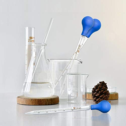 Glass Pipettes Set 2x10ml+5ml Glass Graduated Pipettes Dropper with Big Rubber Cap Dropping Lab Pipette Transfer for Liquid Essential Oil - style: 2x10ml+5ml