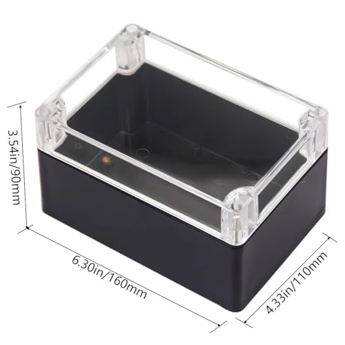 Project Box IP65 Waterproof Junction Box ABS Plastic Black Electrical Boxes DIY Electronic Project Case Power Enclosure Clear Cover 6.3"x4.33"x3.54" - color: Clear, size: 6.3"x4.33"x3.54"