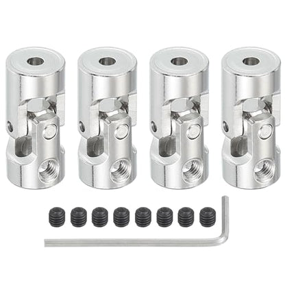 PATIKIL Rotatable Universal Steering Shaft 3mm to 5mm Inner Dia, 4 Pcs U Joint Shaft Coupling U Joints Coupler Connector Accessories with M4 Screws for Motor Model Robots - size: 3mm to 5mm