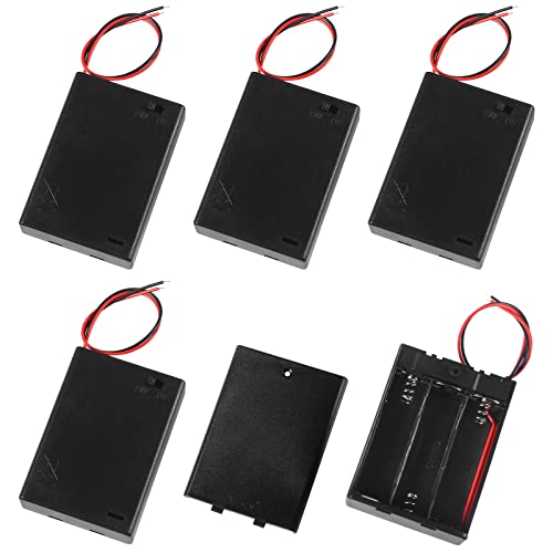 5pcs 3 AA Battery Holder with Cover and Switch, 3X 1.5V AA Battery Holder Case with Wires and ON/Off Switch, 4.5V AA Battery Holder with Switch - color: 3 AA Battery Holder with Cover and Switch