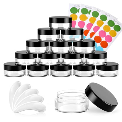 Eternal Moment 50 Pack 3G Sample Containers with Lids Cosmetic Small Jars - color: Black Lid, size: 0.1 Ounce