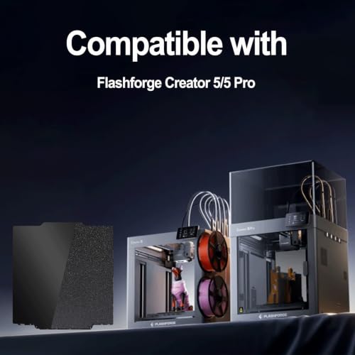 266x293mm Black PEI Build Plate for Flashforge Creator 5/5 Pro, Double-Sided Smooth PEI+Textured PEI Spring Steel Sheet Heat Bed with Strong Adhesion & Easy Part Removal - size: 266x293mm
