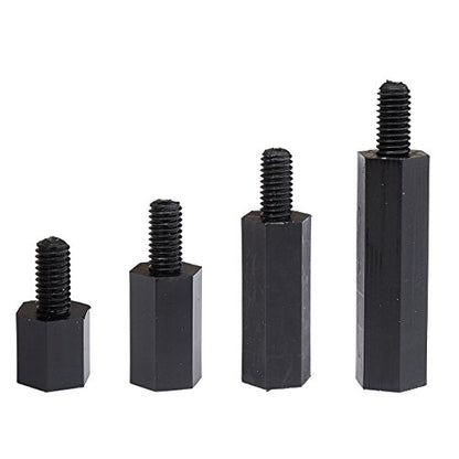 Litorange 320PCS M3 Male Female Nylon Hex Spacer Standoff Screw Nut Threaded Pillar PCB Motherboard Assorted Assortment Kit (Black)