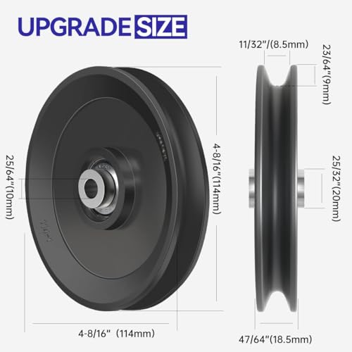 4.5in / 115mm Nylon Bearing Pulley Wheel - Over The Door Pulley，360° Traction Aluminum Bearing Pulleys for Cable Machine Weight Gym Home Garage Door Pulley System