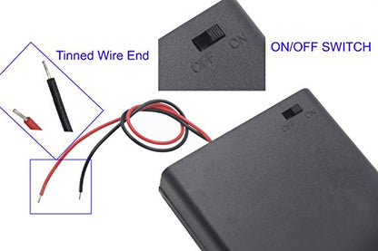 3Pcs 3 AA Battery Holder with Switch, 4.5V Battery Holder with Switch, 3X 1.5V AA Battery Holder Case with Wire Leads and ON/Off Switch(3 Pack)