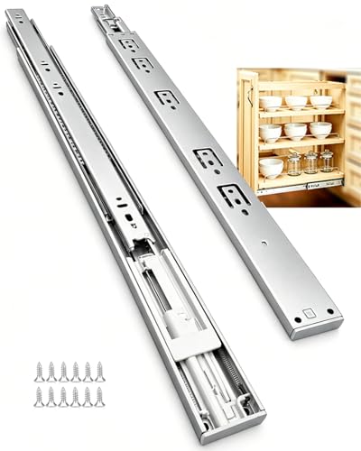 Gobrico Soft Close Drawer Slides 24 inch 5 Pair，Kitchen Drawer Slides 5 Fold Side Mount, Hardware Cabinet Drawer Slides Full Extension Drawer Glides, Heavy Duty Hydraulic Self Close Rails - size: 24inch Drawer Slides