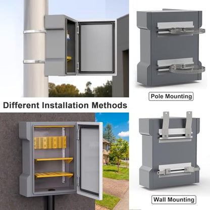 Electrical Junction Box Metal 23.6"x17.7"x7.9" Waterproof Steel Enclosure Weatherproof Project Box with Internal Mounting Panel Hinged Cover - size: 23.6"x17.7"x7.9"