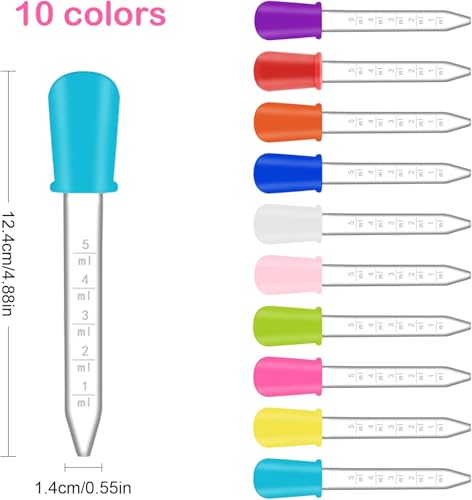 5ml Clear Eye Dropper Pipette Droppers 10 Pack - color: 10-multicolor