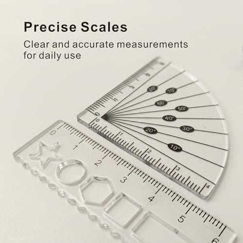 4 PCS Mini Acrylic Rulers and Protractors Kit
