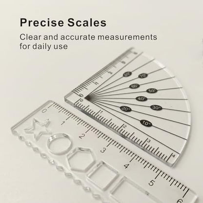 4 PCS Mini Acrylic Rulers and Protractors Kit