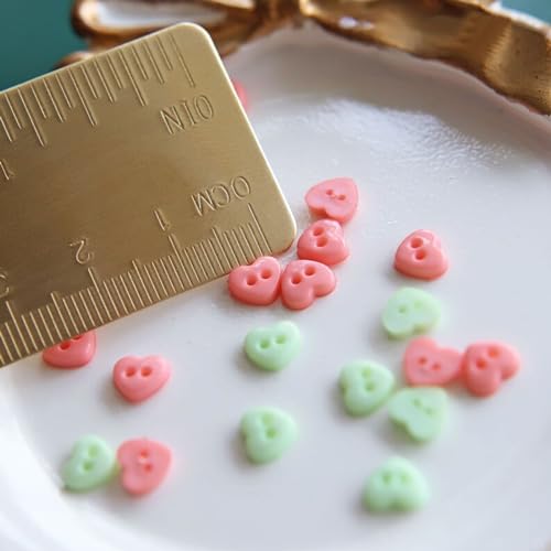 6mm / 0.24" Tiny Heart Shape Buttons, Micro Mini Buttons, Perfect for Doll Clothes (10PCS) - color: Light Pink