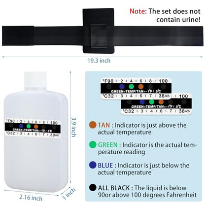 3oz Urine Test Complete Kit, 2 Smaller Translucent Portable Empty Bottle, Hidden Hi-Stretch Leg Strap and Thermal Sample Bag, 10 Temperature Test Strips, Urine Bottle Kit Test Practice at Home