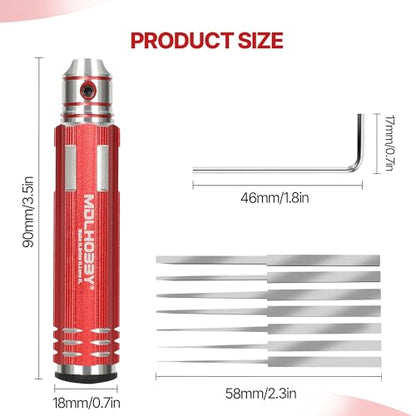 Metal Scribe Tool with 7 Blades (0.1/0.2/0.4/0.6/0.8/1.0/2.0mm) - color: Red
