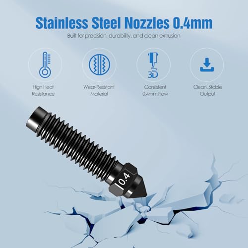 Nozzles for Elegoo Centauri Carbon (5-Pack) 0.4mm Hardened Steel Nozzle Kit Wear-Resistant & High-Temperature, 3D Printer Extruder Hotend Accessories - color: 5 Nozzles