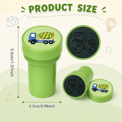 Cinrobiye 24 Pcs Construction Vehicle Stampers Party Favor Set, Cute Building Truck Stamps for Kids Birthday Party, Classroom Rewards, Carnival Prizes, Goody Bag Fillers, Themed Party Supplies - color: Construction Vehicle