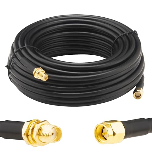 32.8Ft LMR200 Equivalent SMA Coaxial Cable SMA Male to Female Low Loss Coax Cable for 5G/6G LTE, WiFi 6E, GPS, Ham Radio, ADS-B, RF Antenna - Better Than RG58, 50 Ohm High Flexibility - size: 32.8ft